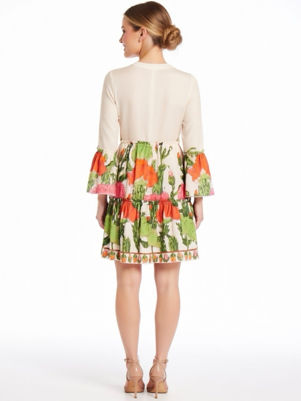 JB by JULIE BROWN ‘White Lotus’ Floral Ruffle Bell Sleeve Tiered Dress - Picture 5 of 16